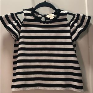 Girls Kate spade classic stripe top, ruffle sleeve